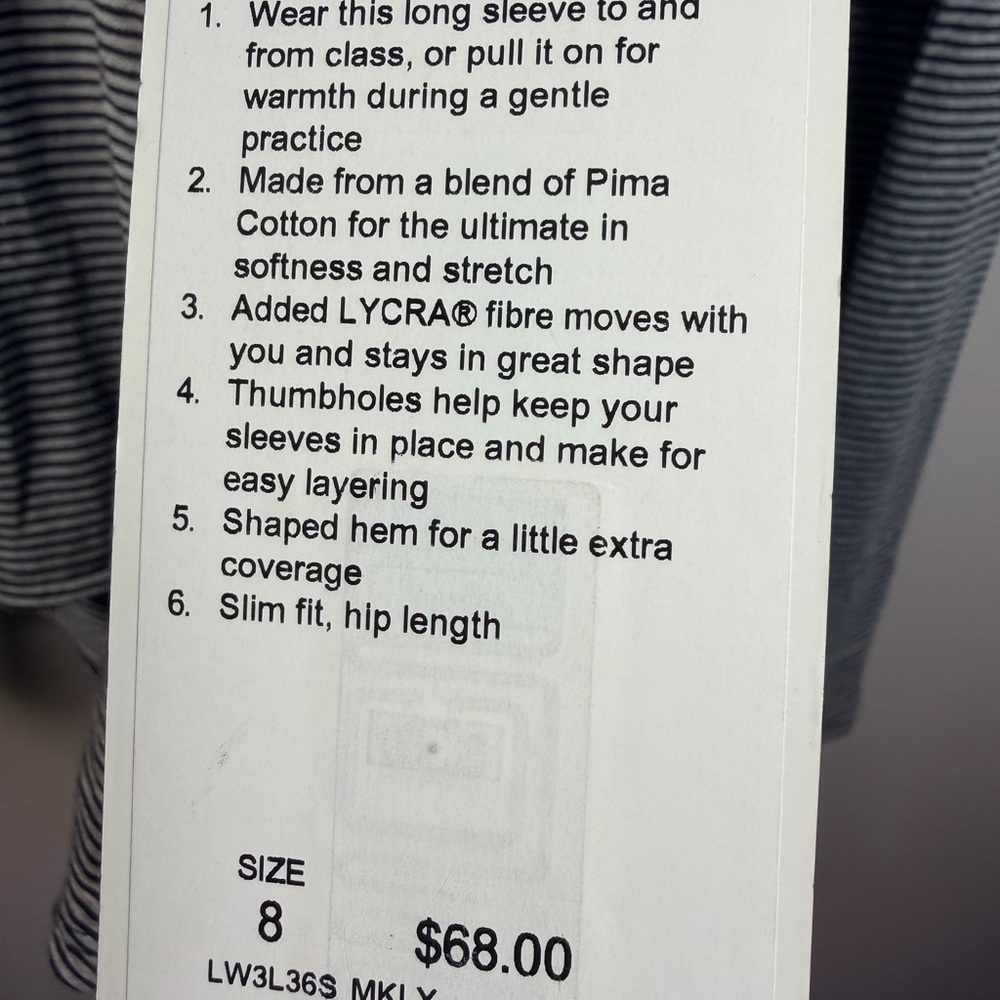 lululemon athletica Black and White Striped Long Sleeve Tee circadian 8 - Picture 7 of 11